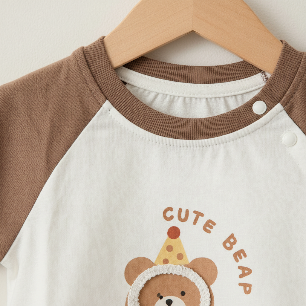 Baby Boys Bear 2-Piece Set - Cute Bear Printed Shirt & Shorts in Gray & Brown 9-24 Months