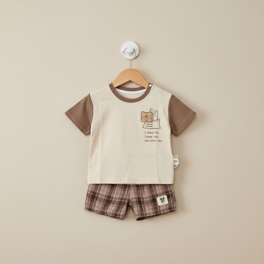 Baby Boys Panda 2-Piece Set - Cute Panda Printed Shirt & Shorts for Infant Boys 9-24 Months