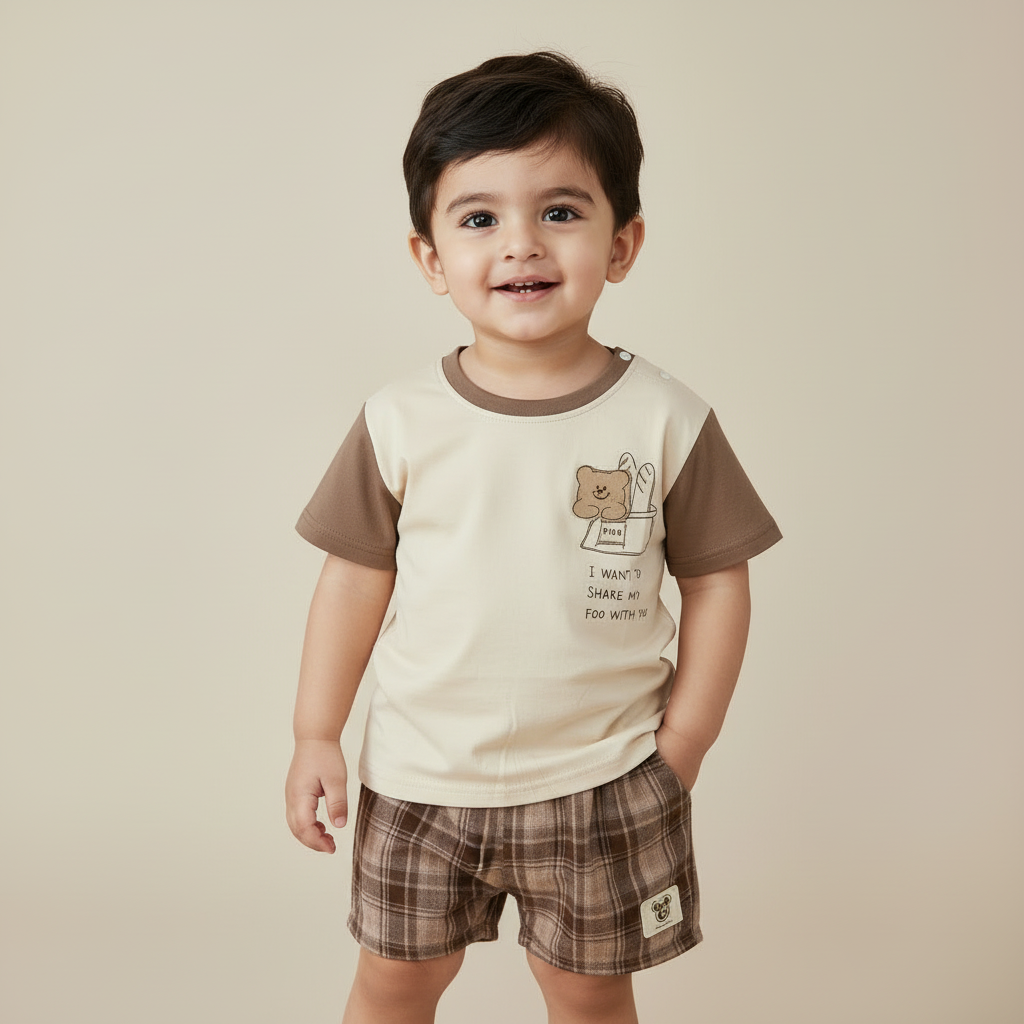 Baby Boys Panda 2-Piece Set - Cute Panda Printed Shirt & Shorts for Infant Boys 9-24 Months