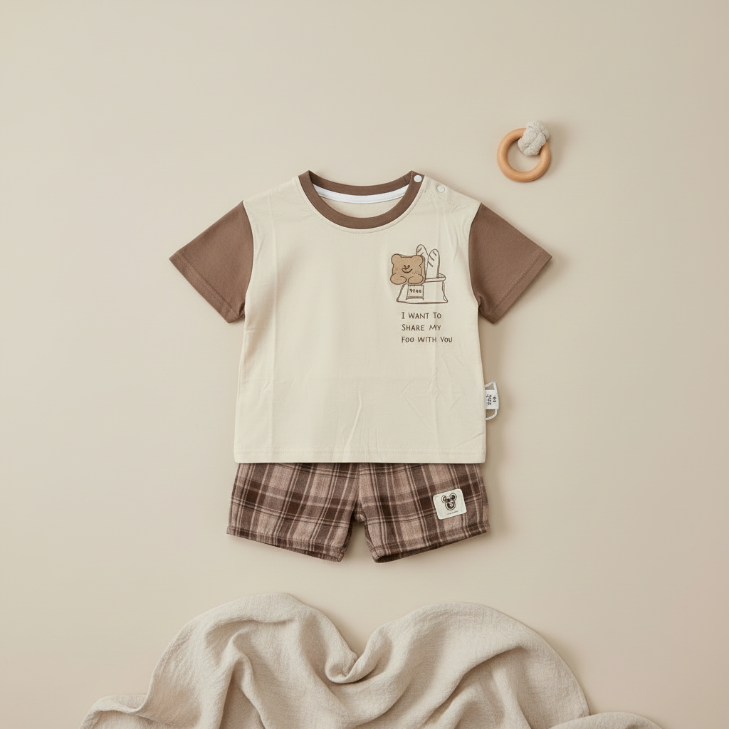 Baby Boys Panda 2-Piece Set - Cute Panda Printed Shirt & Shorts for Infant Boys 9-24 Months