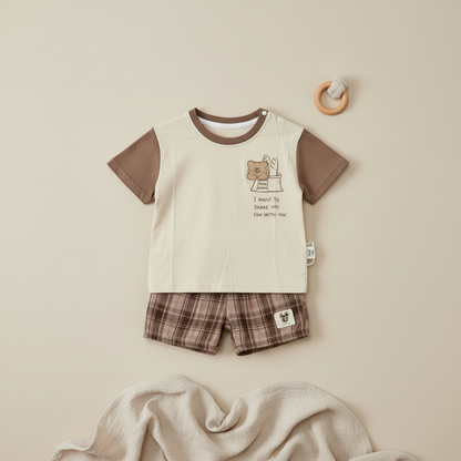 Baby Boys Panda 2-Piece Set - Cute Panda Printed Shirt & Shorts for Infant Boys 9-24 Months
