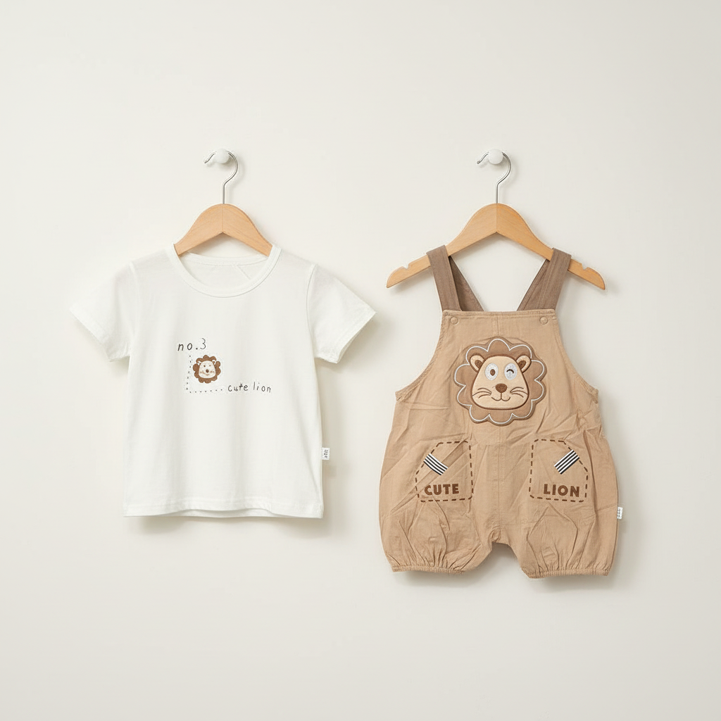 Baby Boys Lion Romper - Cute Lion Printed Two-Piece for Infant Boys 9-24 Months