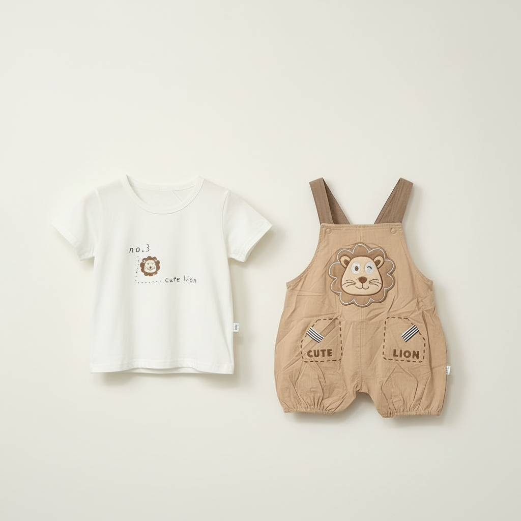 Baby Boys Lion Romper - Cute Lion Printed Two-Piece for Infant Boys 9-24 Months