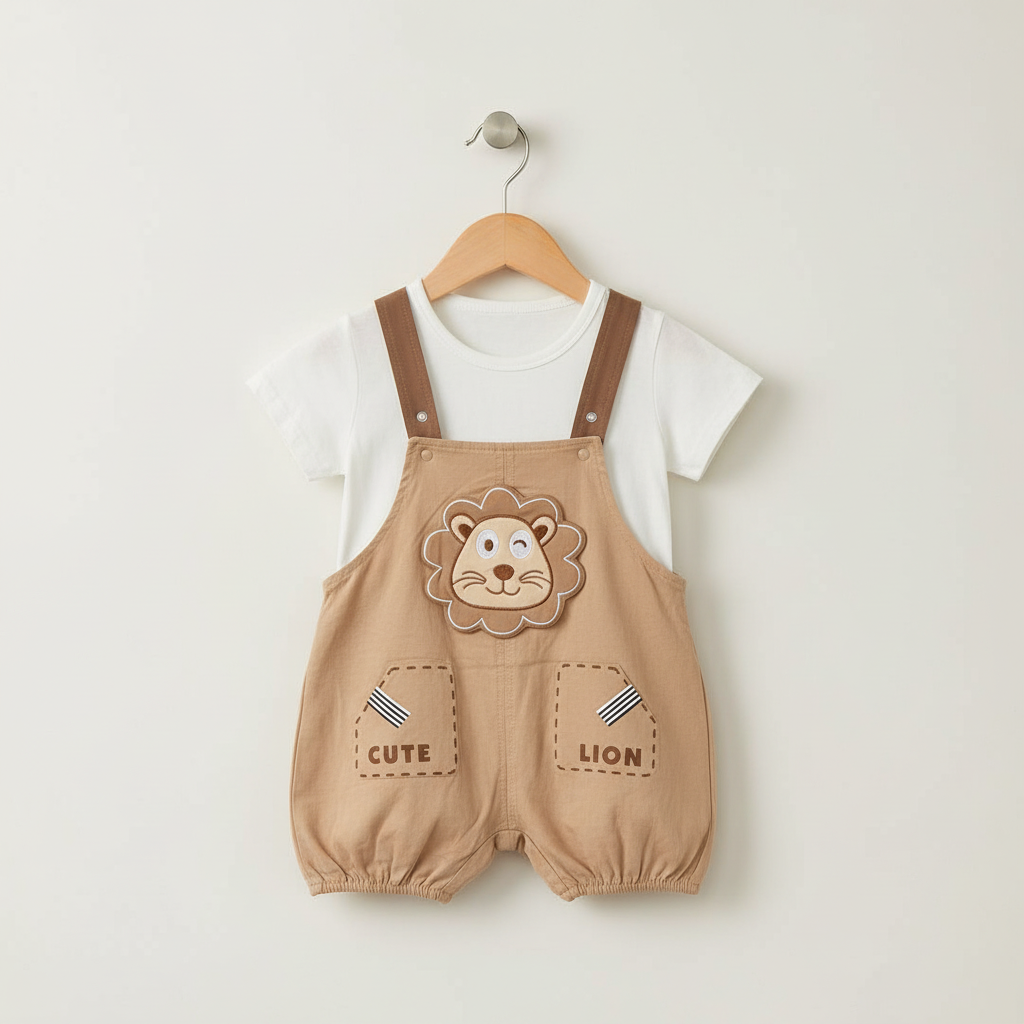 Baby Boys Lion Romper - Cute Lion Printed Two-Piece for Infant Boys 9-24 Months