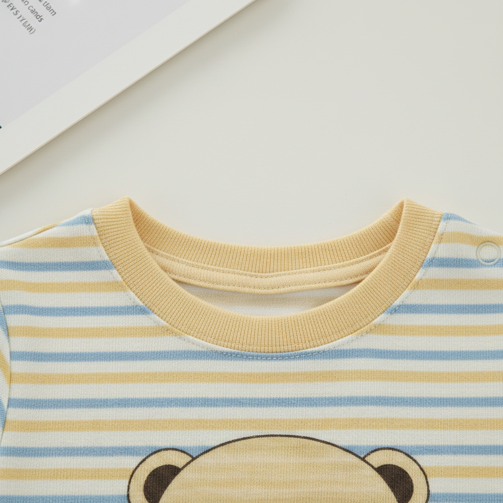 Newborn Baby 3-Piece Striped Set - Classic Striped Shirt, Shorts & Accessory in Peach & Yellow 0-9 Months