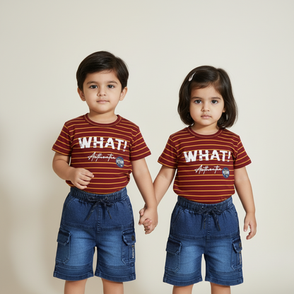 Baby Boys Striped Shirt & Denim Shorts Set - 3 Colours for Infants 3-9 Months