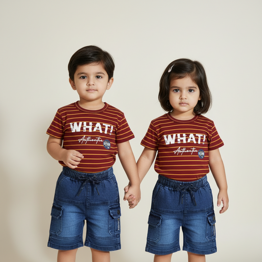 Baby Boys Striped Shirt & Denim Shorts Set - 3 Colours for Infants 3-9 Months