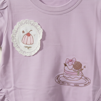 Baby Girls Purple 2-Piece Set - Adorable Printed Shirt & Shorts for Infant Girls 9-24 Months