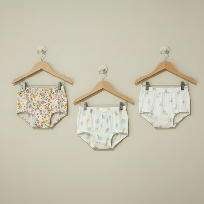 Baby Girls Underwear - Soft Cotton Pack of 3 in Random Designs for Girls