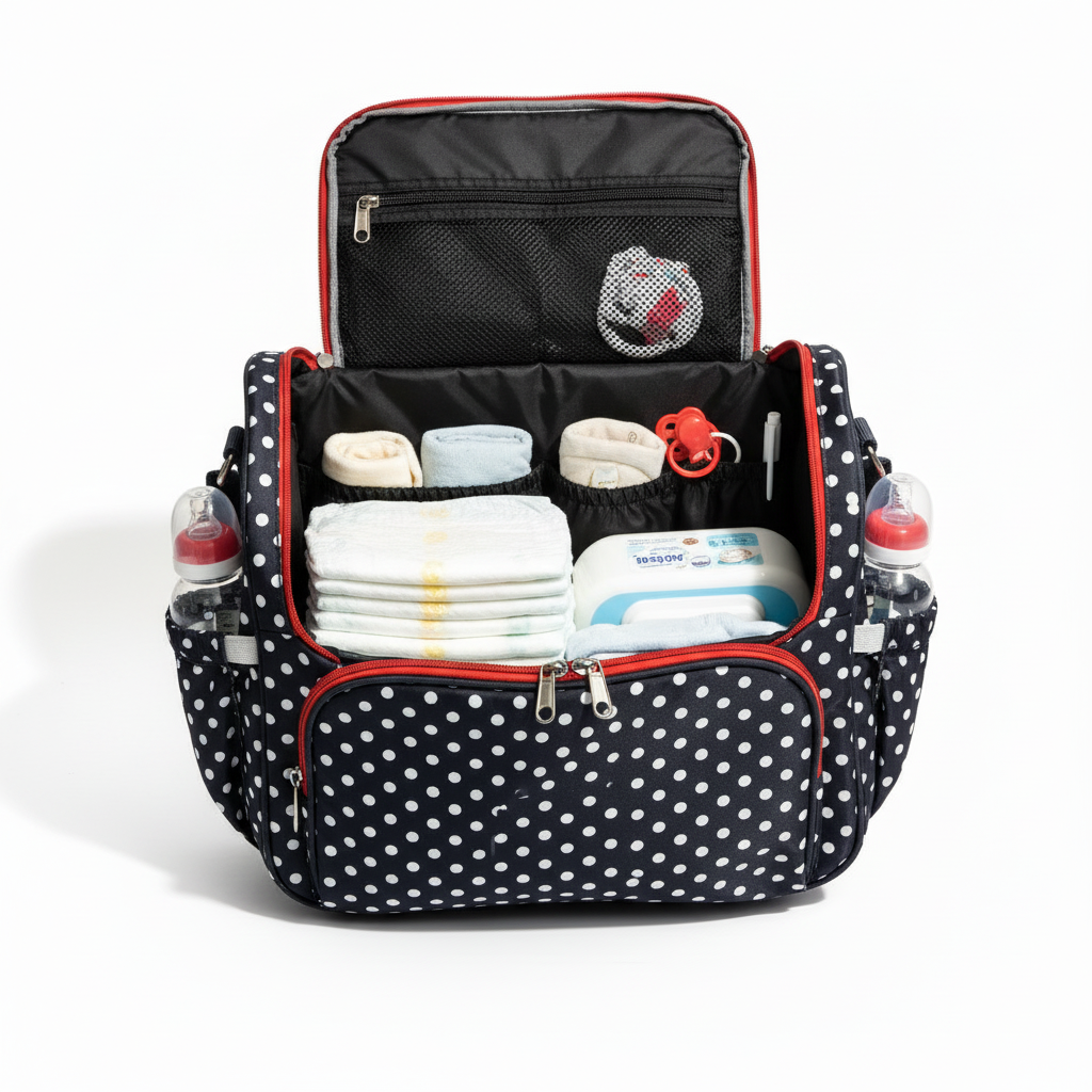 Baby Diaper Bag - Playful Polka Dots Design Large Capacity Mummy Bag | Comfort Cubz
