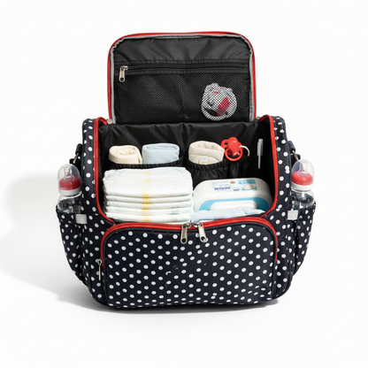 Baby Diaper Bag - Playful Polka Dots Design Large Capacity Mummy Bag | Comfort Cubz