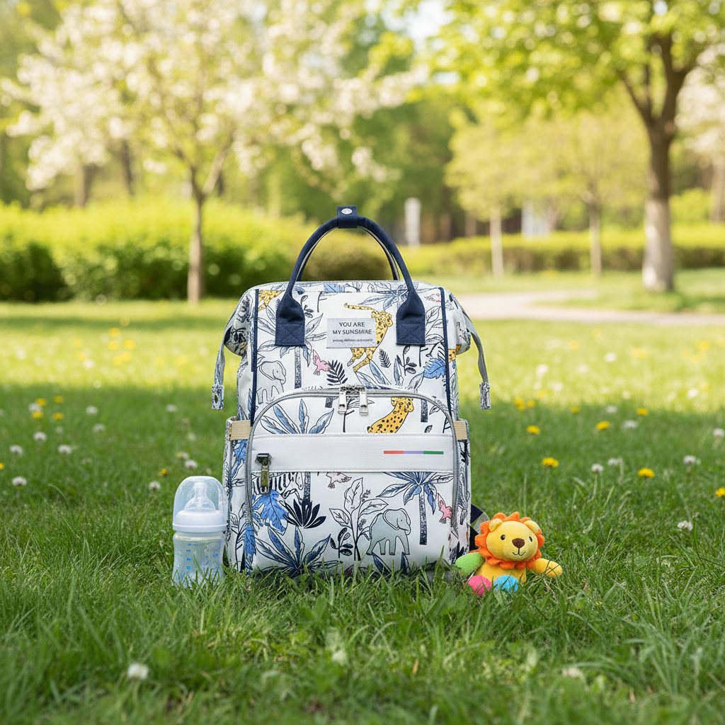 Baby Diaper Bag - Stylish Floral Pattern Large Capacity Mummy Bag for New Mums