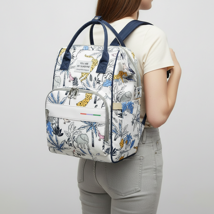 Baby Diaper Bag - Stylish Floral Pattern Large Capacity Mummy Bag for New Mums