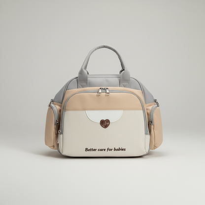 Baby Diaper Bag Handbag Style - Warm Tones Mummy Bag in Peach & Beige