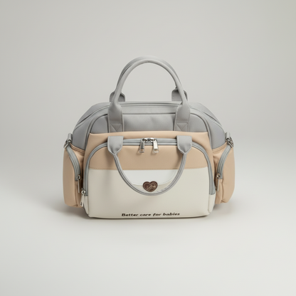 Baby Diaper Bag Handbag Style - Warm Tones Mummy Bag in Peach & Beige