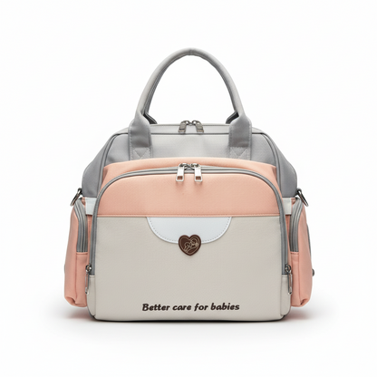 Baby Diaper Bag Handbag Style - Warm Tones Mummy Bag in Peach & Beige