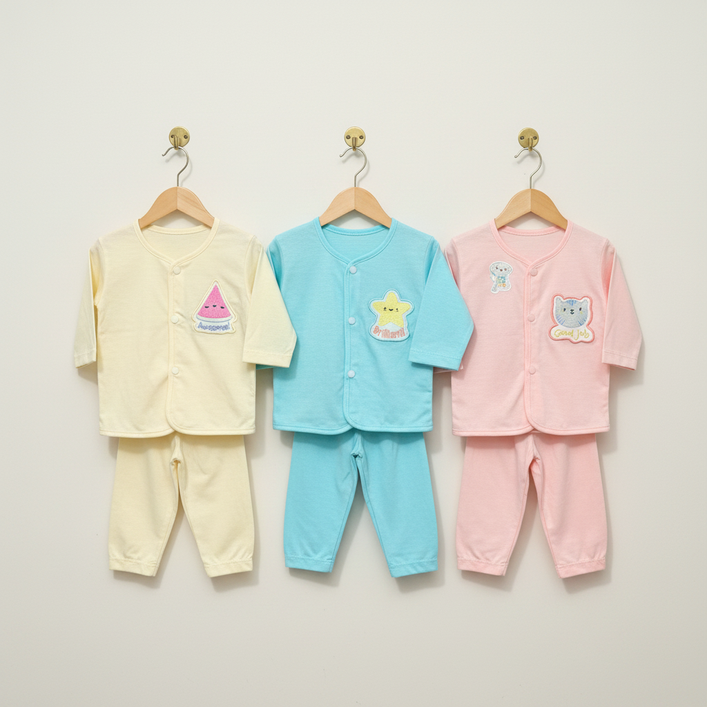 Newborn pack of 3 shirt and trouser sets assorted colours