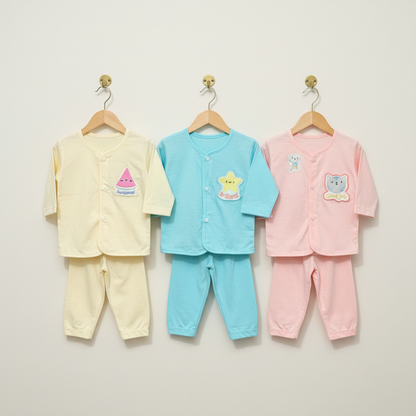 Newborn pack of 3 shirt and trouser sets assorted colours
