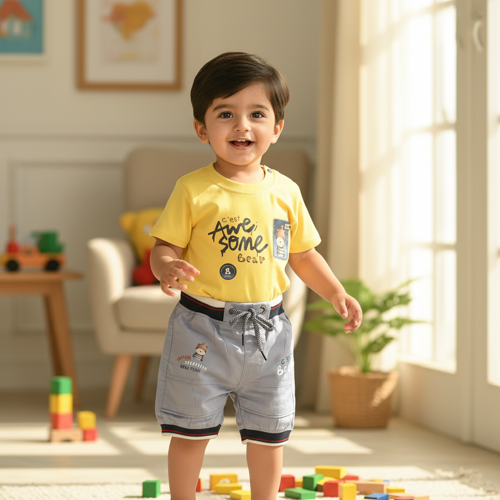 Baby Shirt & Shorts Set - Soft Cotton Summer 2-Piece Casual Outfit for Infants 3-9 Months