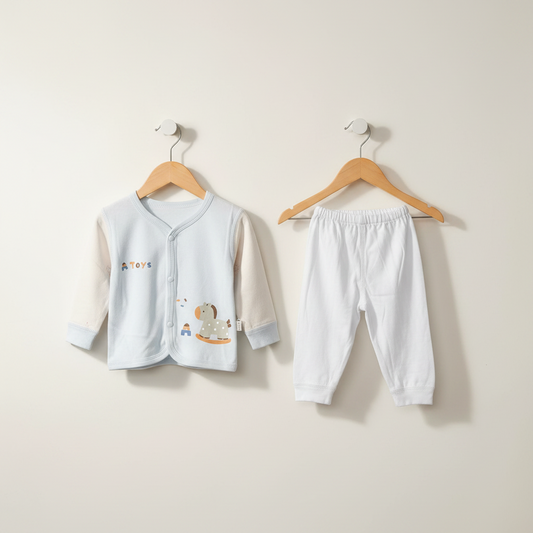 Baby 2-Piece Soft Cotton Suit - Coordinated Top & Bottom Set for Newborns 0-6 Months