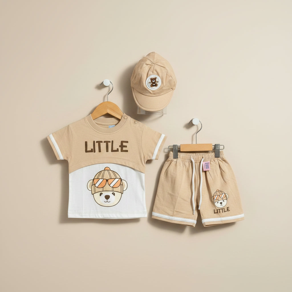 Newborn shirt shorts and cap set for 0-3 months