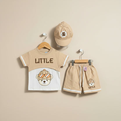 Newborn shirt shorts and cap set for 0-3 months