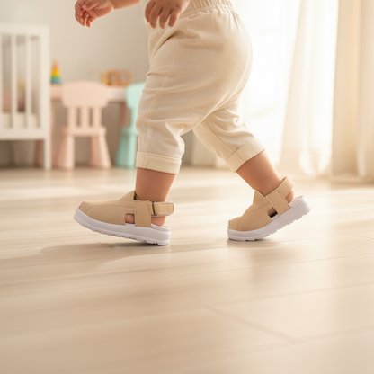 Newborn Cream Peshawari Sandal – Handmade Traditional Baby Shoes | Cream