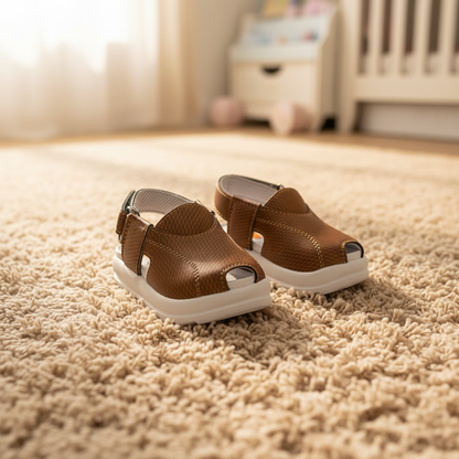 Newborn Brown Peshawari Sandal – Traditional Baby Brown Shoes