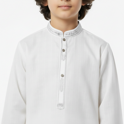 Boys White Cotton Kurta Shalwar – Premium 2-Piece Set