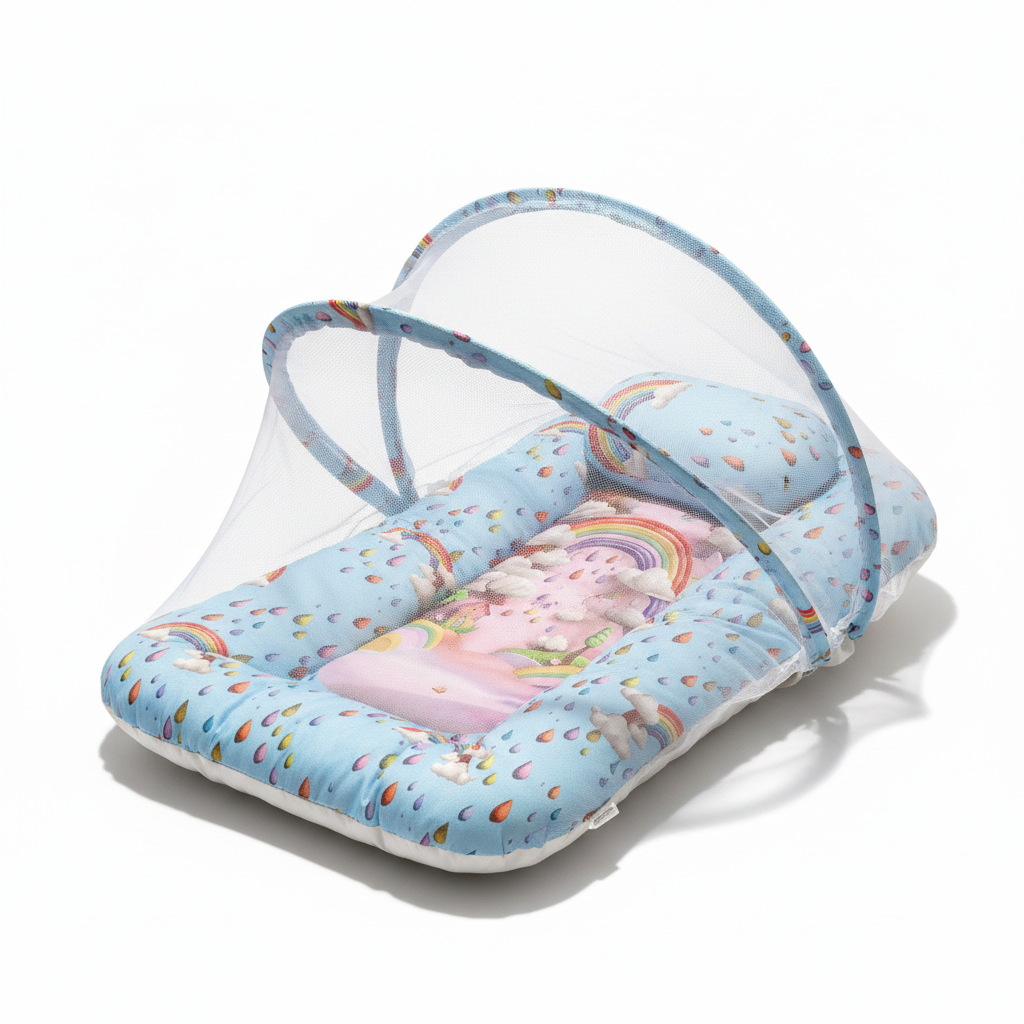Baby Nest with Mosquito Net – Portable Infant Lounger