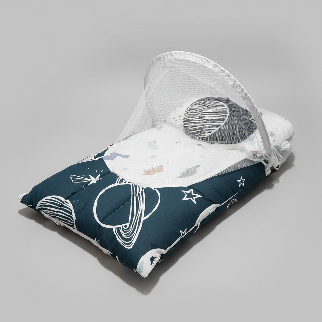 Baby Nest with Mosquito Net – Compact Infant Lounger