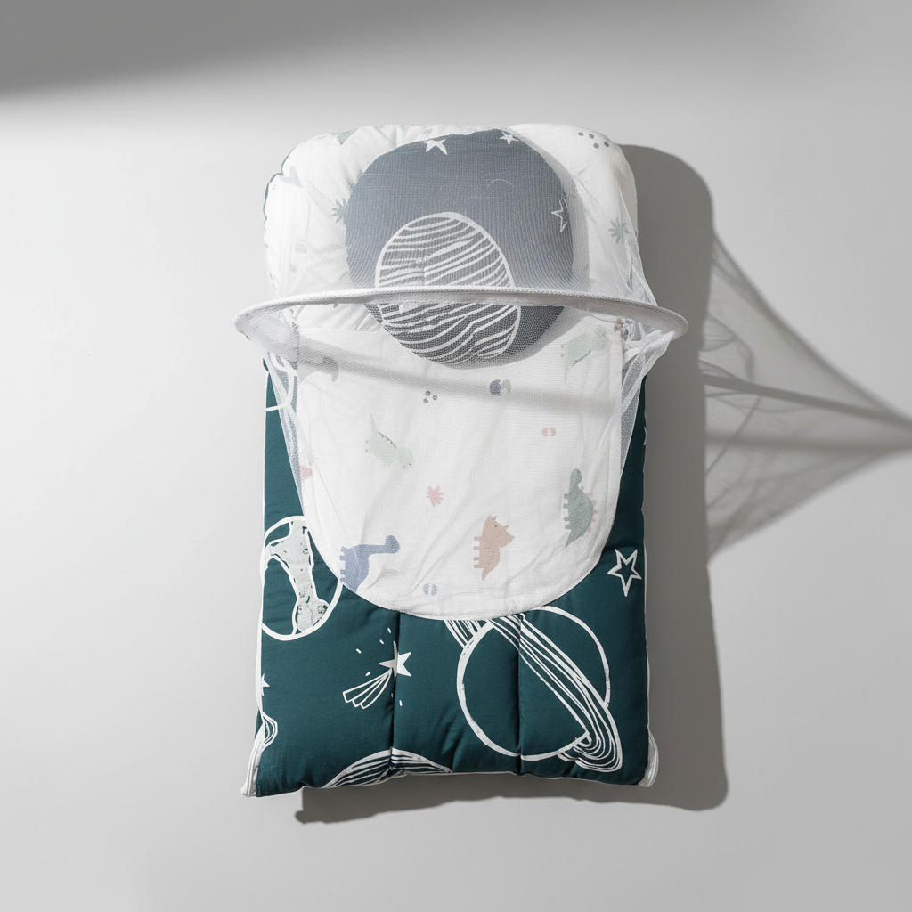Baby Nest with Mosquito Net – Compact Infant Lounger