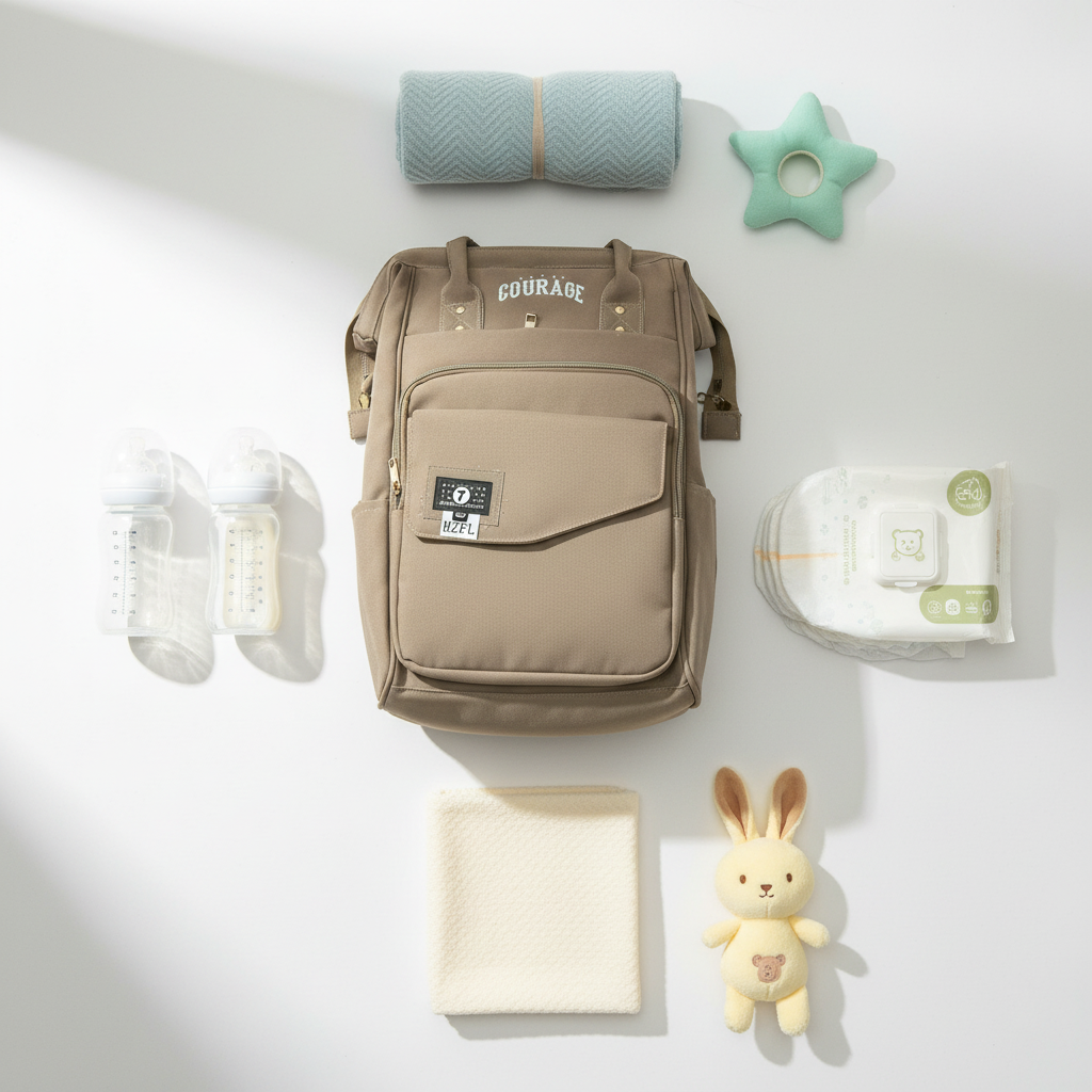 Baby Diaper Bag – Large Capacity Water-Resistant Mummy Bag | Pink & Brown