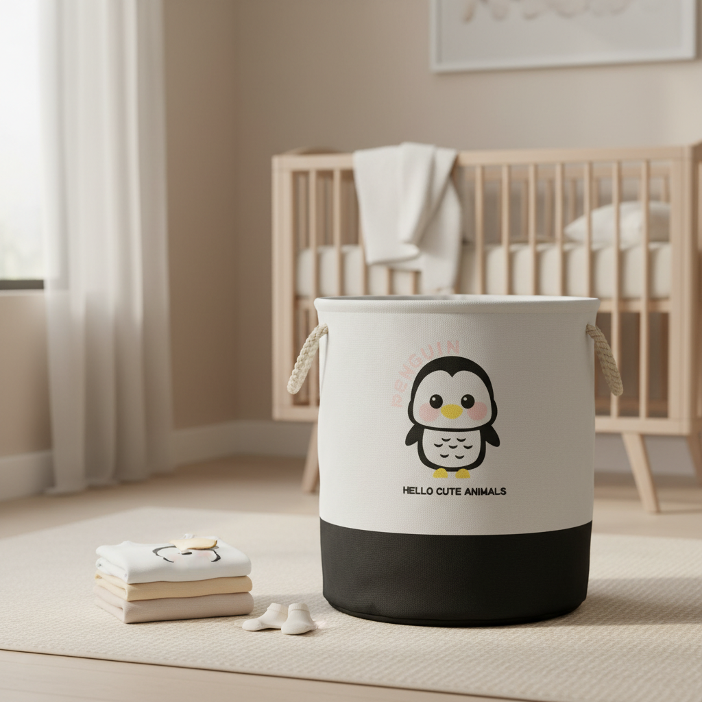 Baby Laundry Basket – Foldable Nursery Storage Hamper