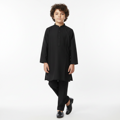 Boys Black Embroidered Kurta Shalwar – Premium Traditional Outfit for 1–7 Years