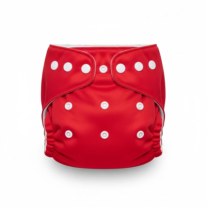 Red diaper with white buttons on a white background