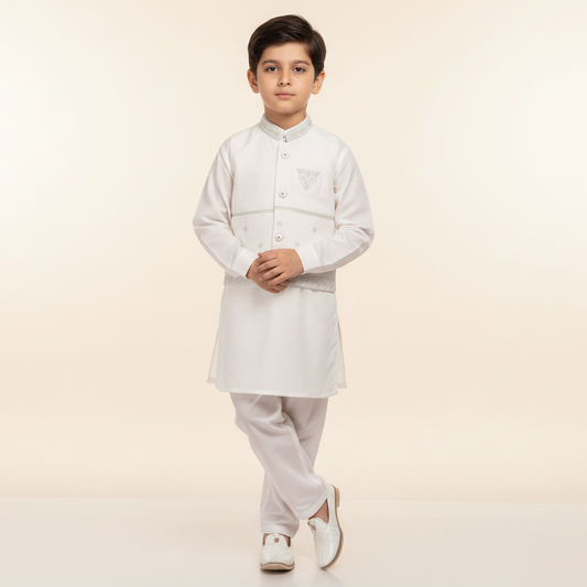 Boys Kurta with Waistcoat - Premium Traditional Outfit 1-4Y