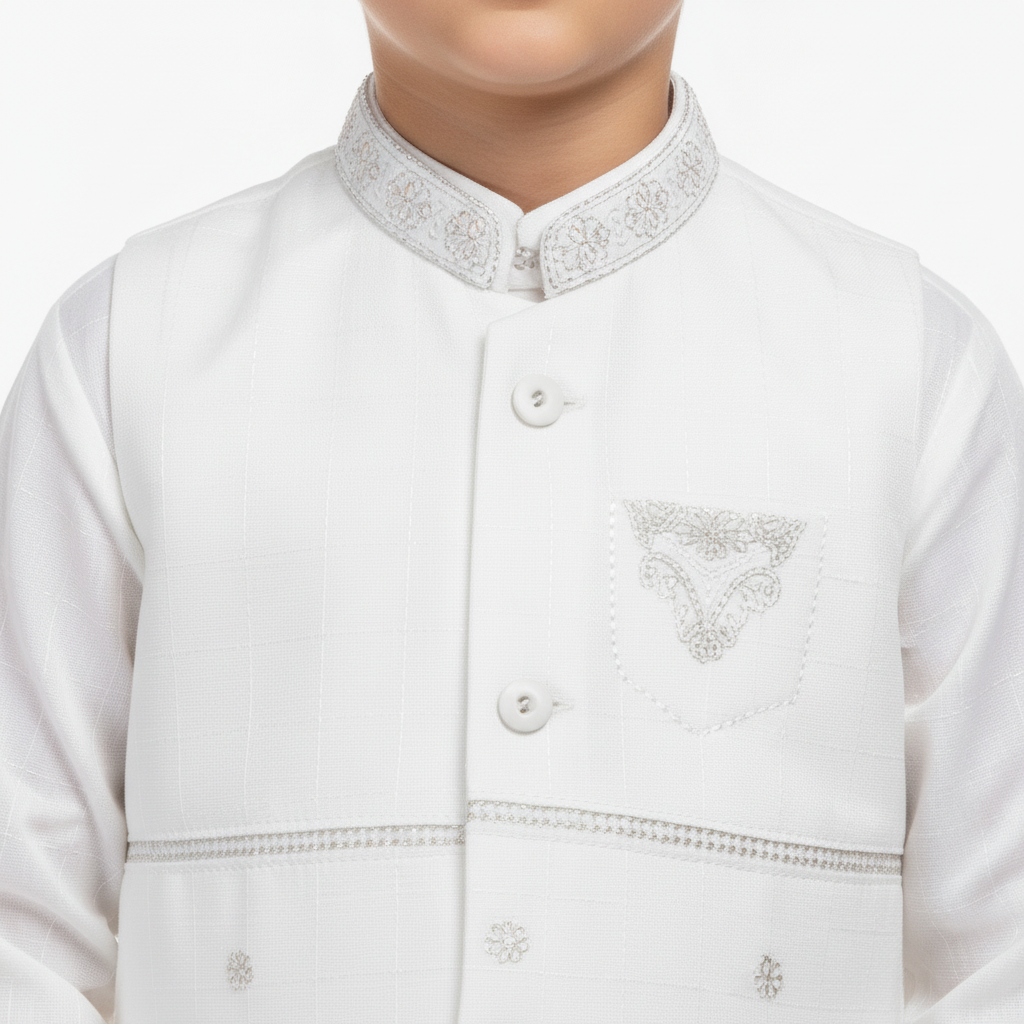 Boys Kurta with Waistcoat - Premium Traditional Outfit 1-4Y