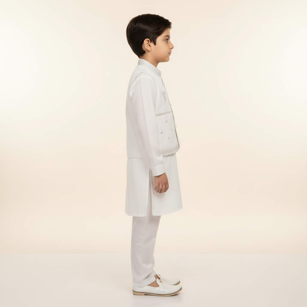 Boys Kurta with Waistcoat - Premium Traditional Outfit 1-4Y