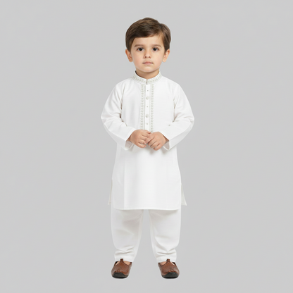 Boys White Kurta Shalwar - Traditional Outfit 1-4Y