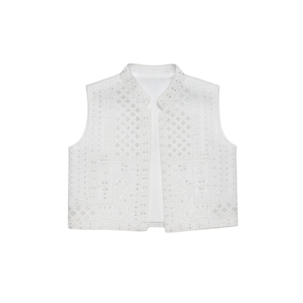 Boys White Dhoti Kurta with Waistcoat - Premium Traditional Outfit 1-4Y