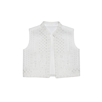 Boys White Dhoti Kurta with Waistcoat - Premium Traditional Outfit 1-4Y