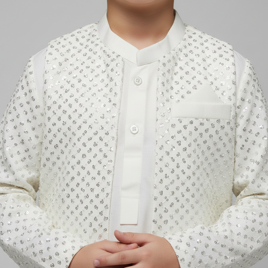 Boys Kurta Shalwar with Long Waistcoat - Traditional Outfit 1-4Y