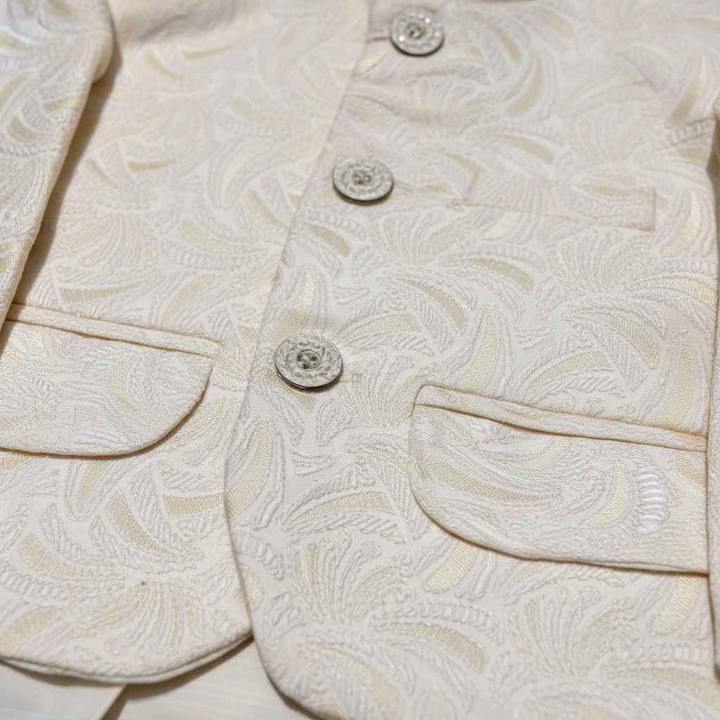 Boys Off-White Shalwar Kameez with Elegant Coat - Traditional Outfit 1-7Y