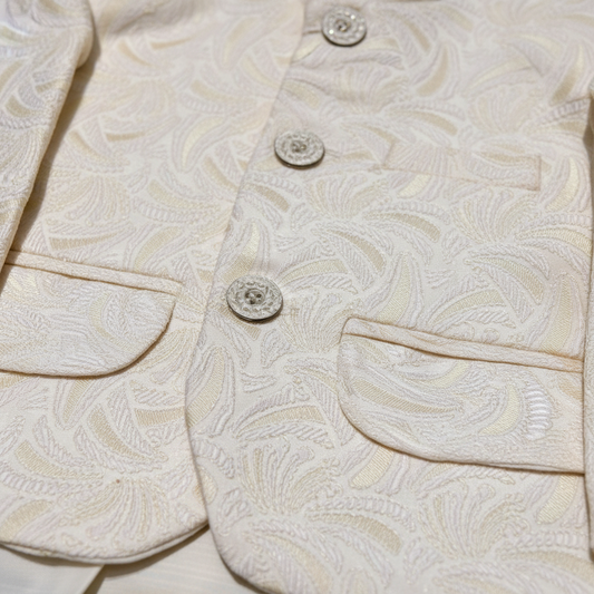 Boys Off-White Shalwar Kameez with Elegant Coat - Traditional Outfit 1-7Y