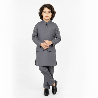 Boys Kurta Shalwar with Plain Waistcoat - Traditional Outfit 4-7Y