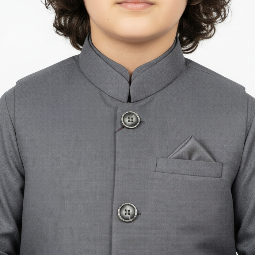 Boys Kurta Shalwar with Plain Waistcoat - Traditional Outfit 4-7Y