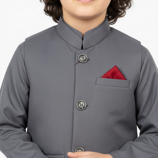 Boys Kurta Shalwar with Plain Waistcoat - Traditional Outfit 4-7Y