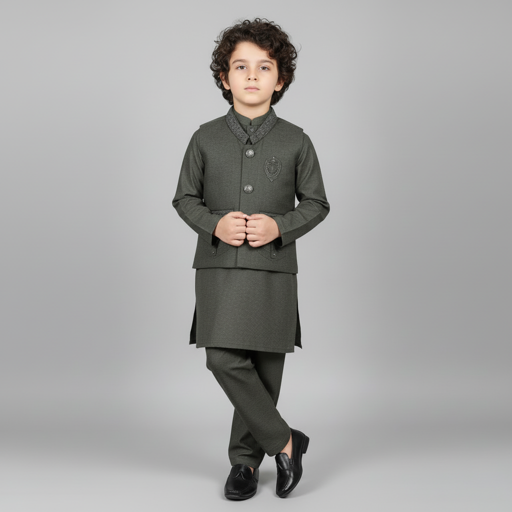 Boys Kurta Shalwar with Waistcoat - Traditional Outfit 1-4Y
