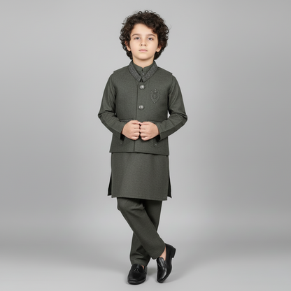 Boys Kurta Shalwar with Waistcoat - Traditional Outfit 1-4Y